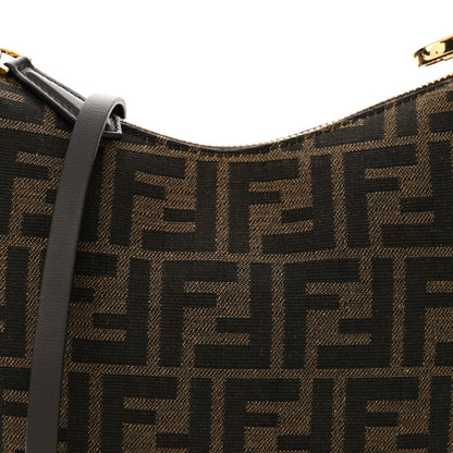Fendi Fabric Jacquard Vitello Grace FF 1974 Mini Fendigraphy Hobo Bag Tobacco Moro Ebano 8 of 11