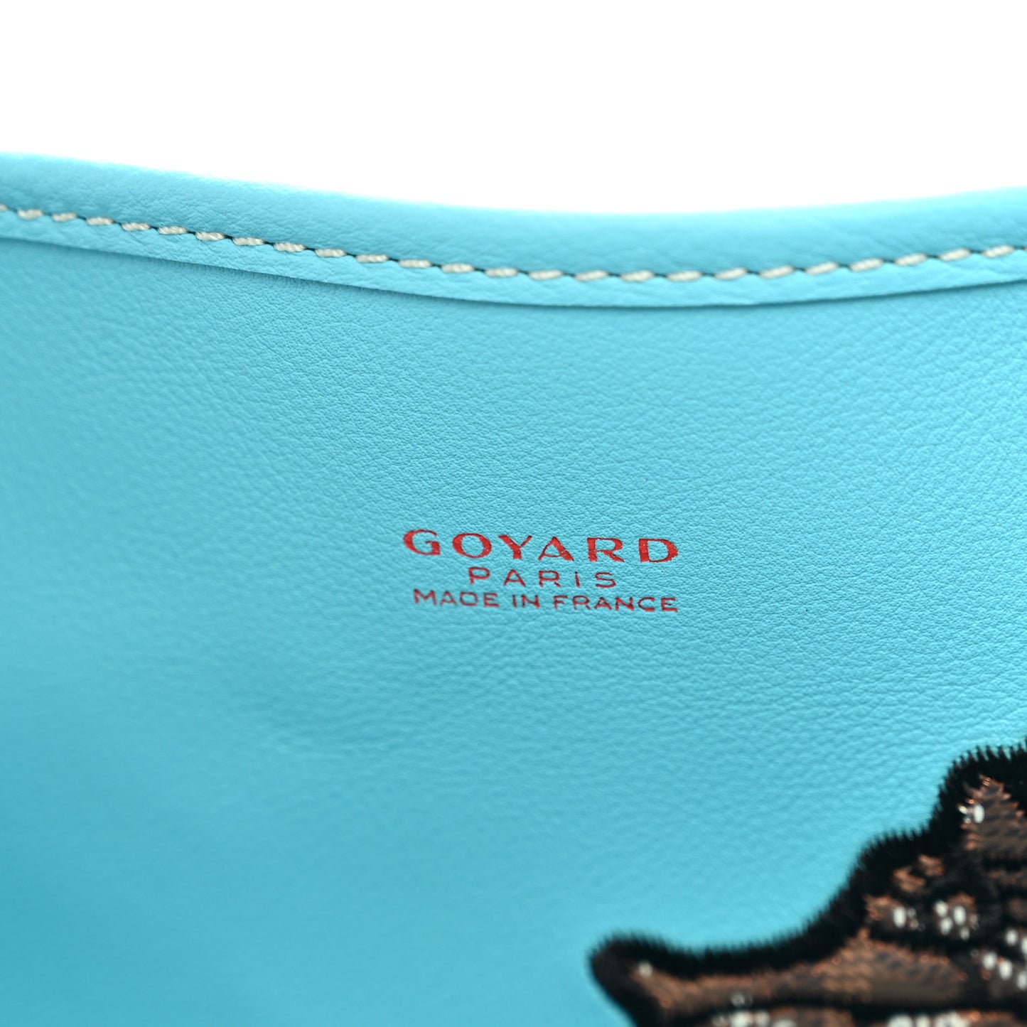 Goyardine Embroidered Seahorse Reversible Anjou PM Turquoise