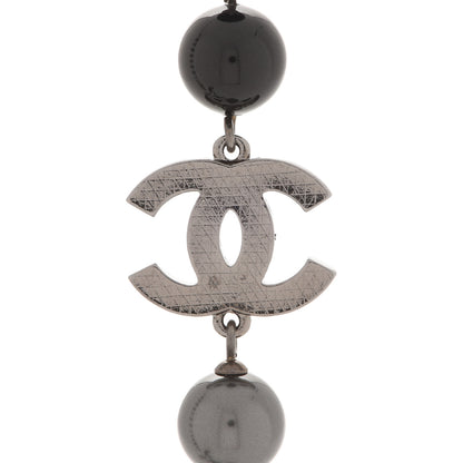 Chanel Ruthenium Pearl Beaded CC Long Necklace Black 4 of 5