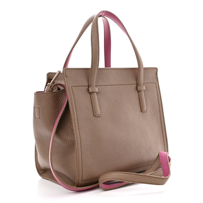 Salvatore Ferragamo Hammered Calfskin Double Handle Small Amy Tote Beige Pink 3 of 10
