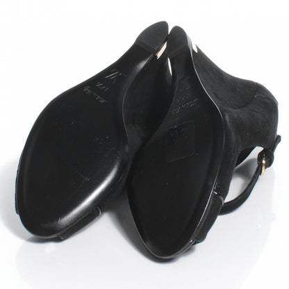 Louis Vuitton Suede Artist Wedge Pumps Black 37.5 5 of 7