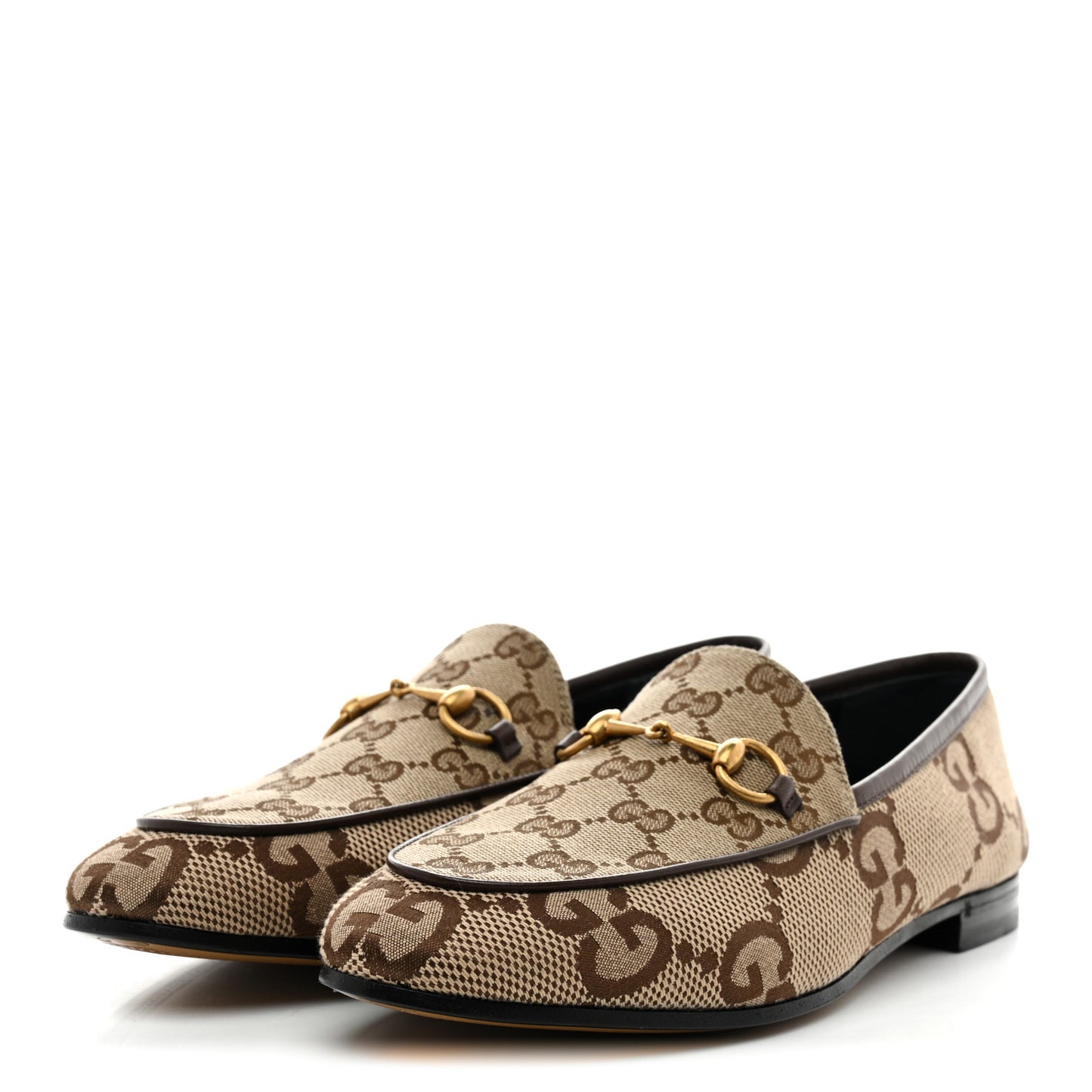 Monogram Jumbo GG Malaga Kid Horsebit Womens Jordaan Loafers 40 Camel Ebony New Acero Beige