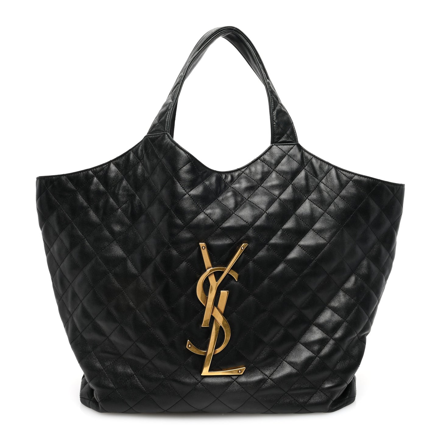 Lambskin Quilted Maxi Icare Shopping Tote Black