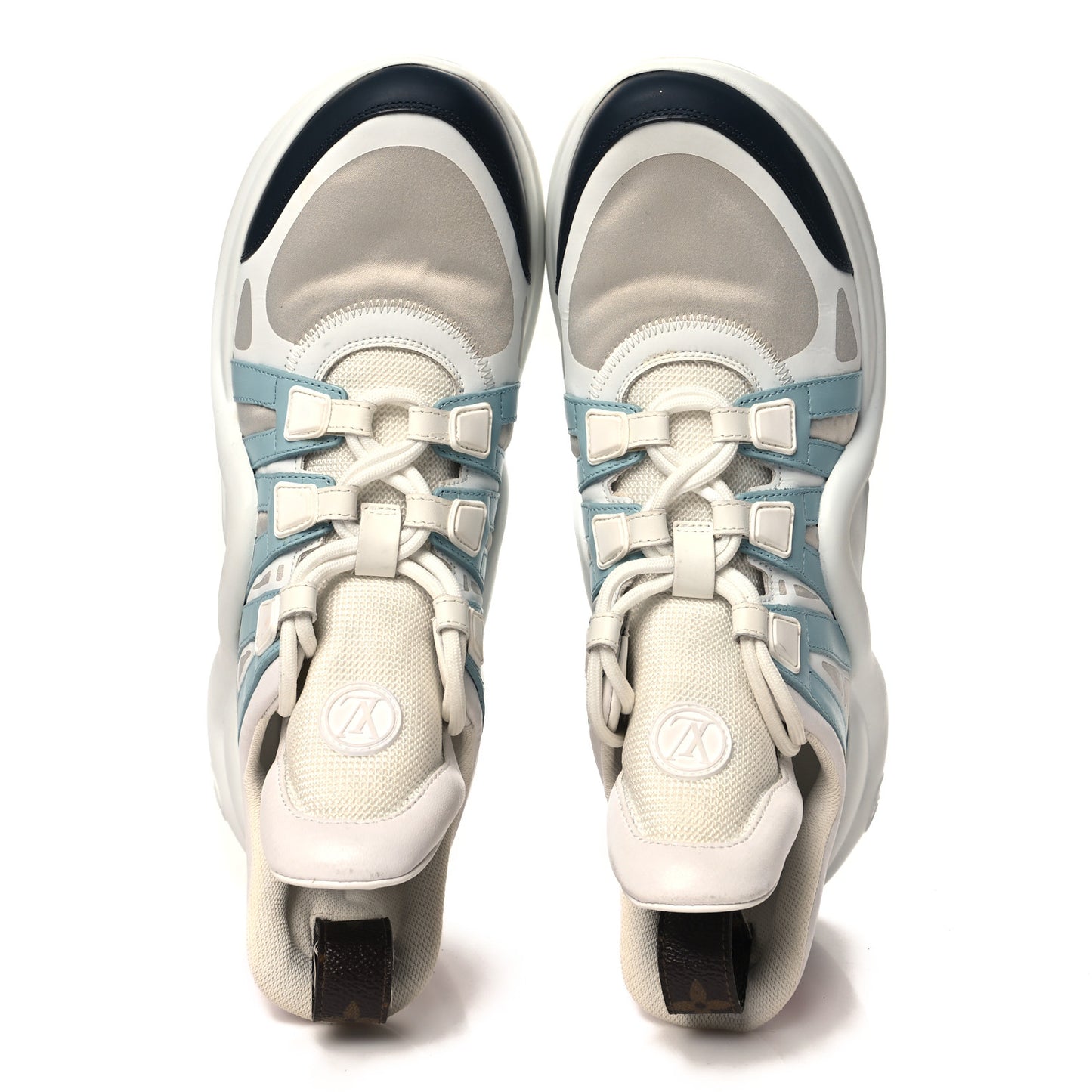 Calfskin Technical Nylon LV Archlight Sneakers 40 White Blue Gris