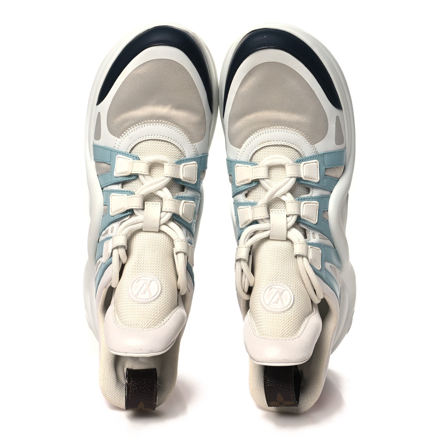 Louis Vuitton Calfskin Technical Nylon LV Archlight Sneakers 40 White Blue Gris 2 of 10