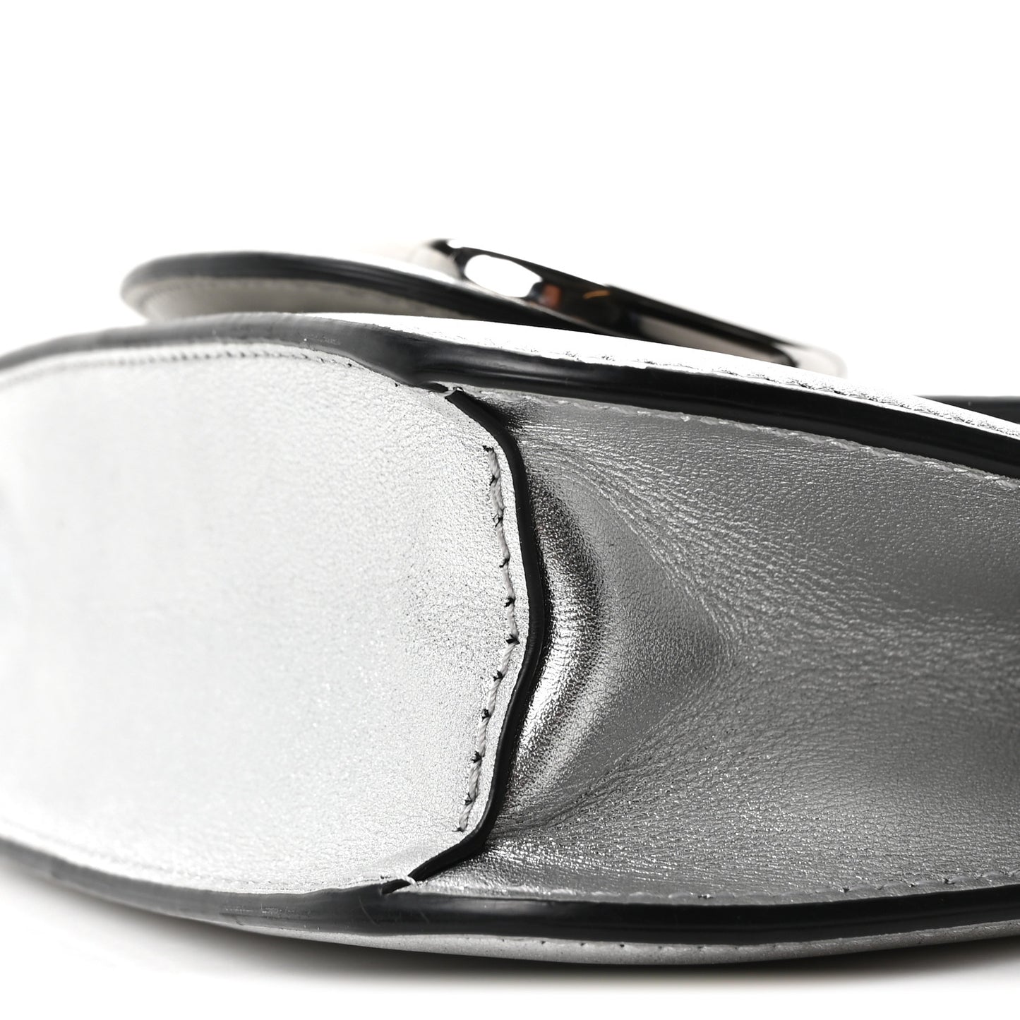 Laminated Calfskin Vlogo Small Loco Shoulder Bag Silver