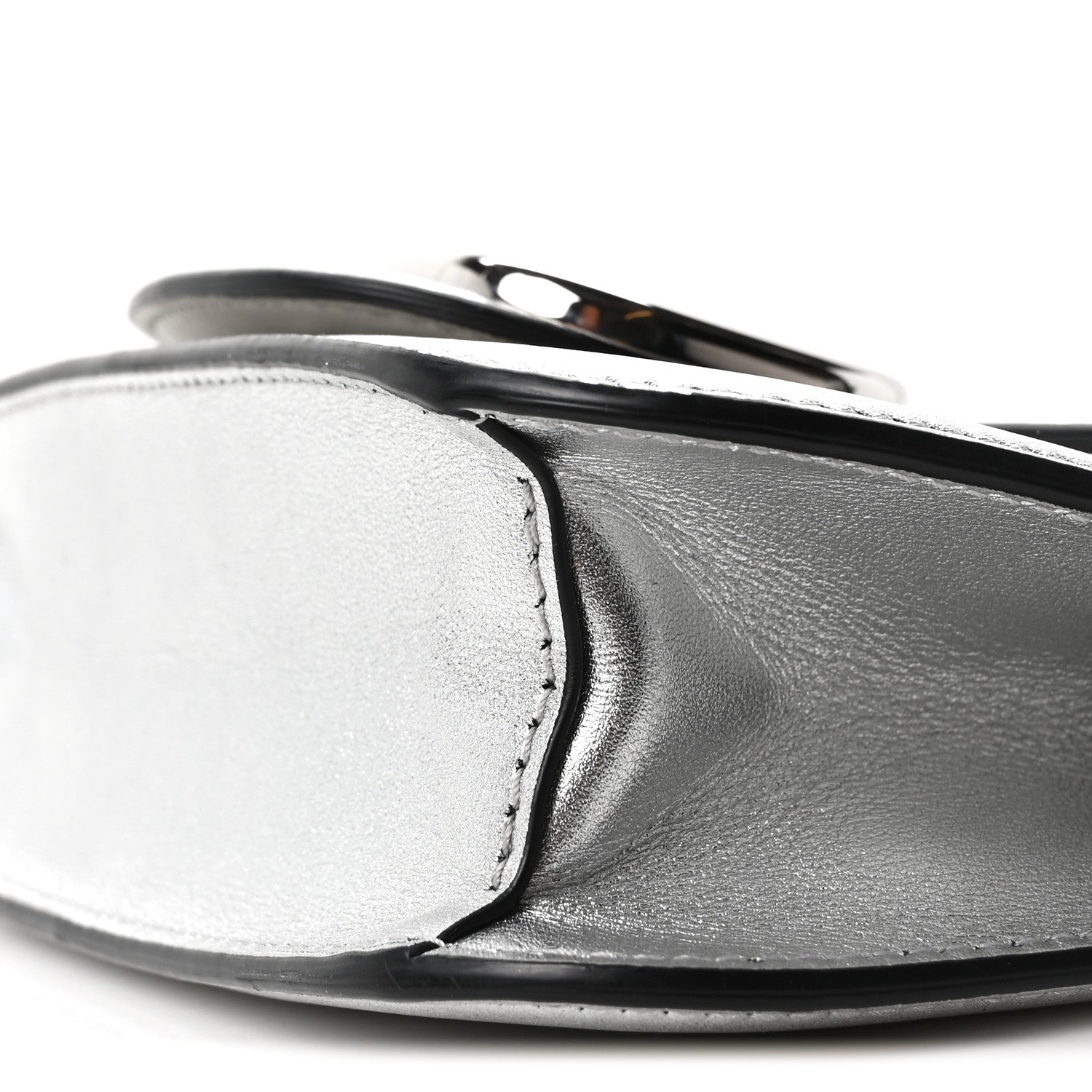 Valentino Garavani Laminated Calfskin Vlogo Small Loco Shoulder Bag Silver 8 of 8