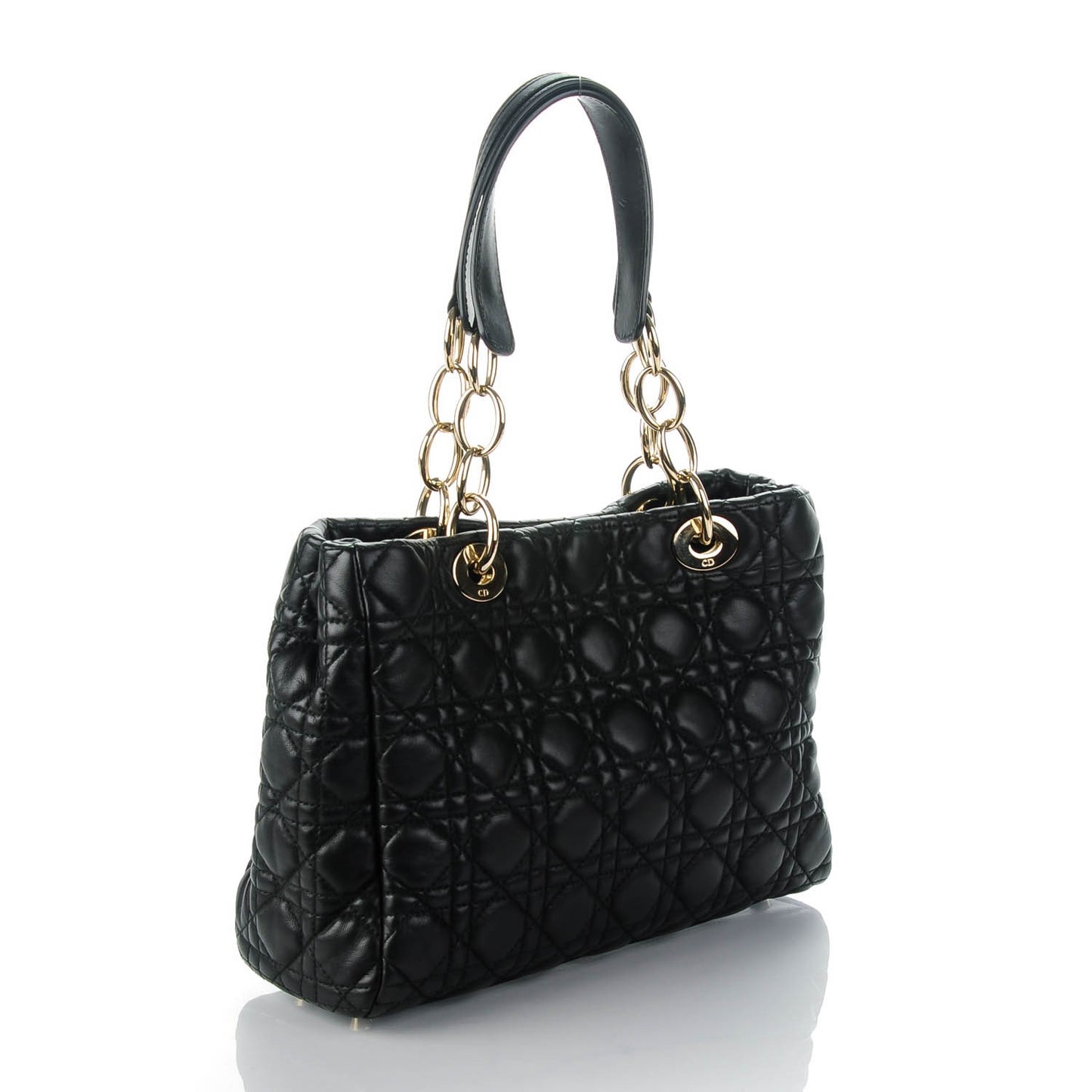 Lambskin Cannage Small Dior Soft Shopping Tote Black