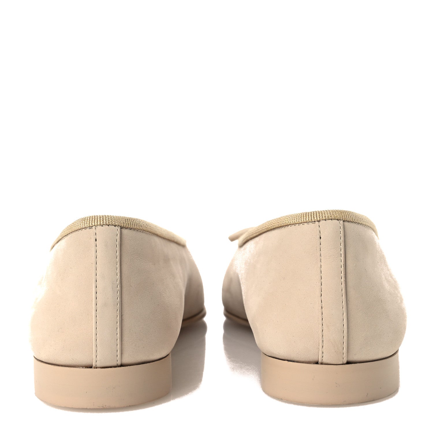 Chanel Suede Calfskin Cap Toe CC Ballerina Flats 36 Beige 6 of 11