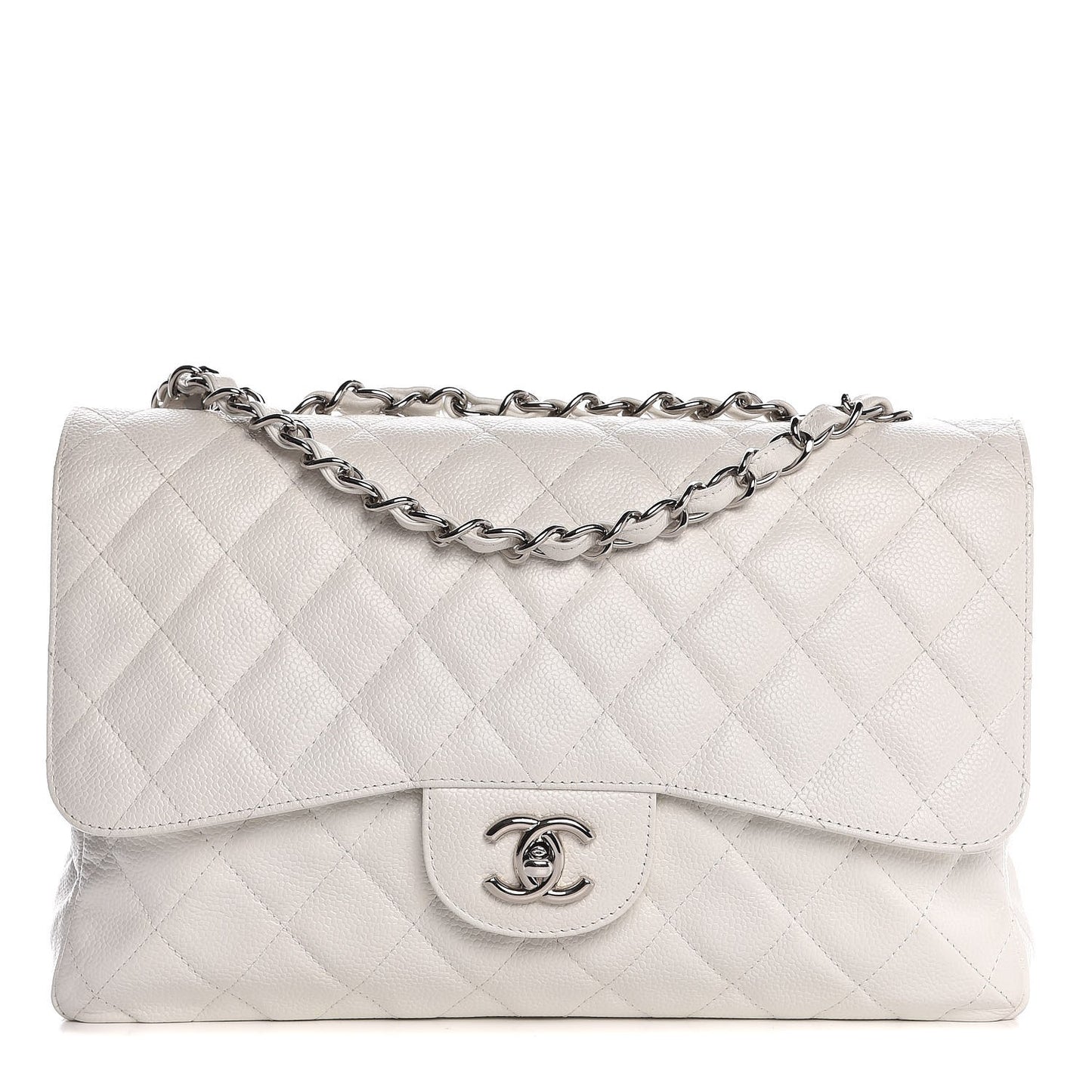 Caviar Quilted Jumbo Single Flap White
