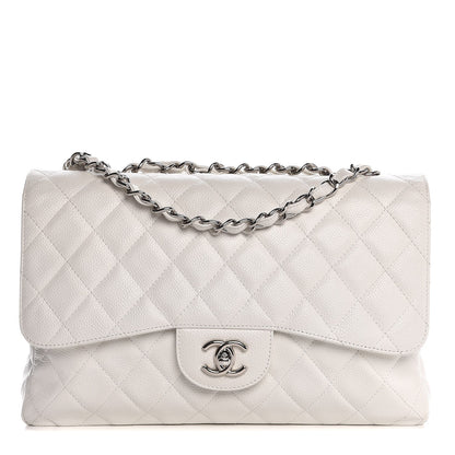 Chanel Caviar Quilted Jumbo Single Flap White 1 of 12