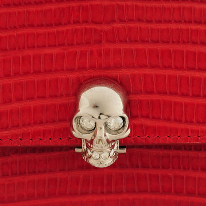 Alexander McQueen Snakeskin Calfskin Embossed Skull Continental Wallet Red 3 of 9