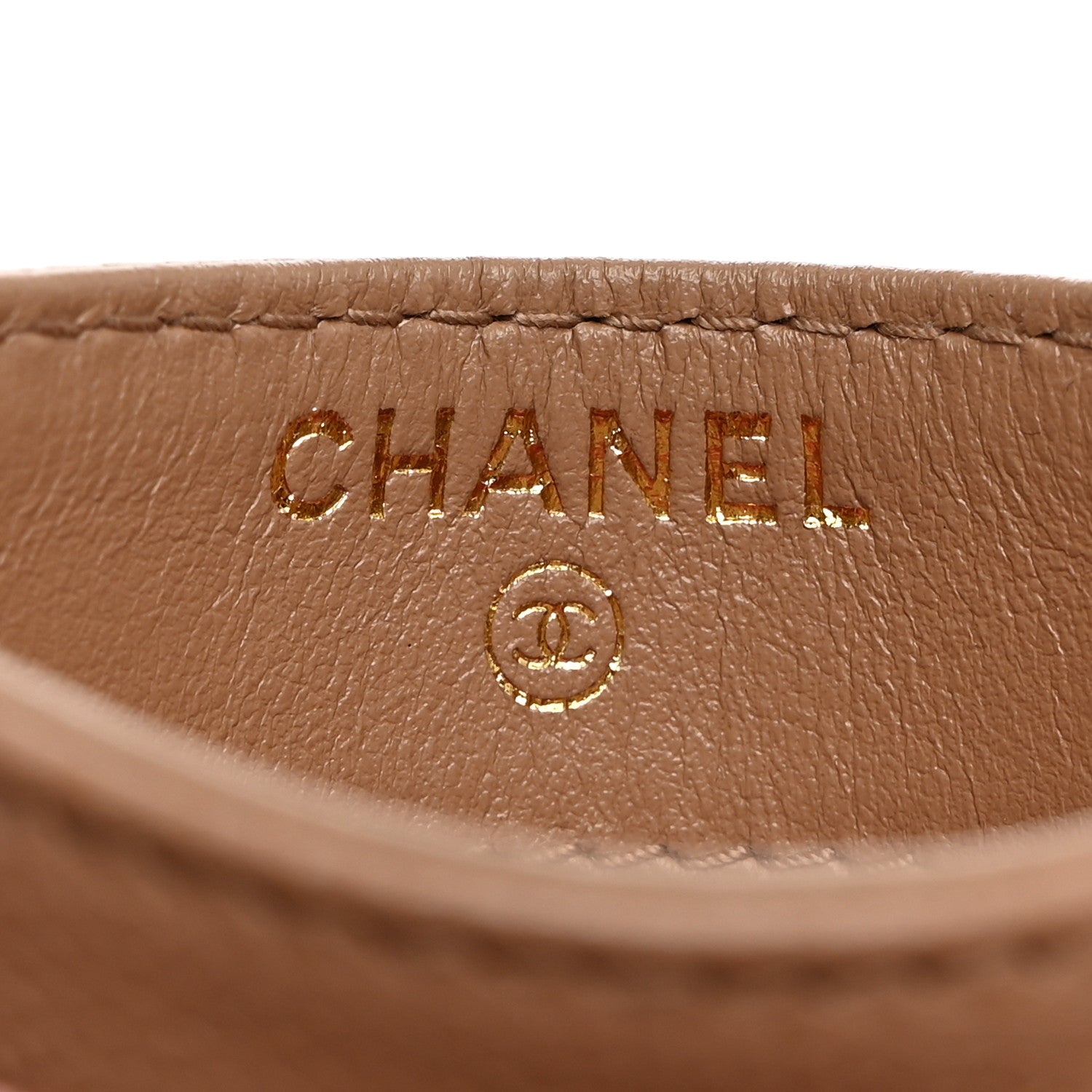 Chanel Caviar Quilted Textured CC Card Holder Dark Beige 7 of 11