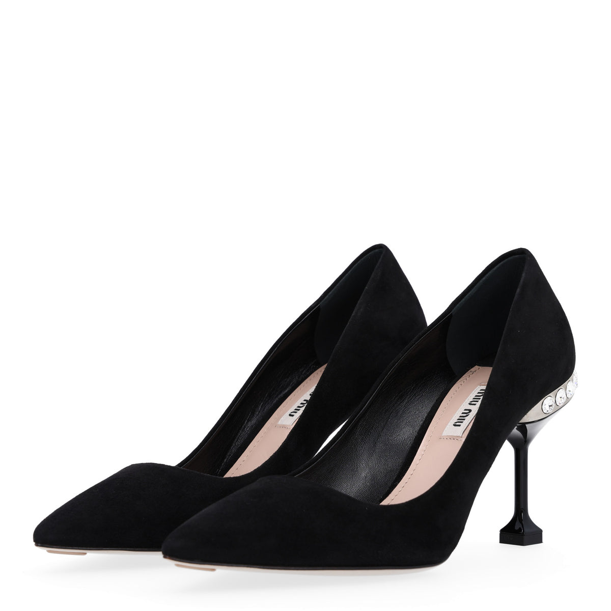 Miu Miu Suede Crystal Pumps 37 Black 4 of 9