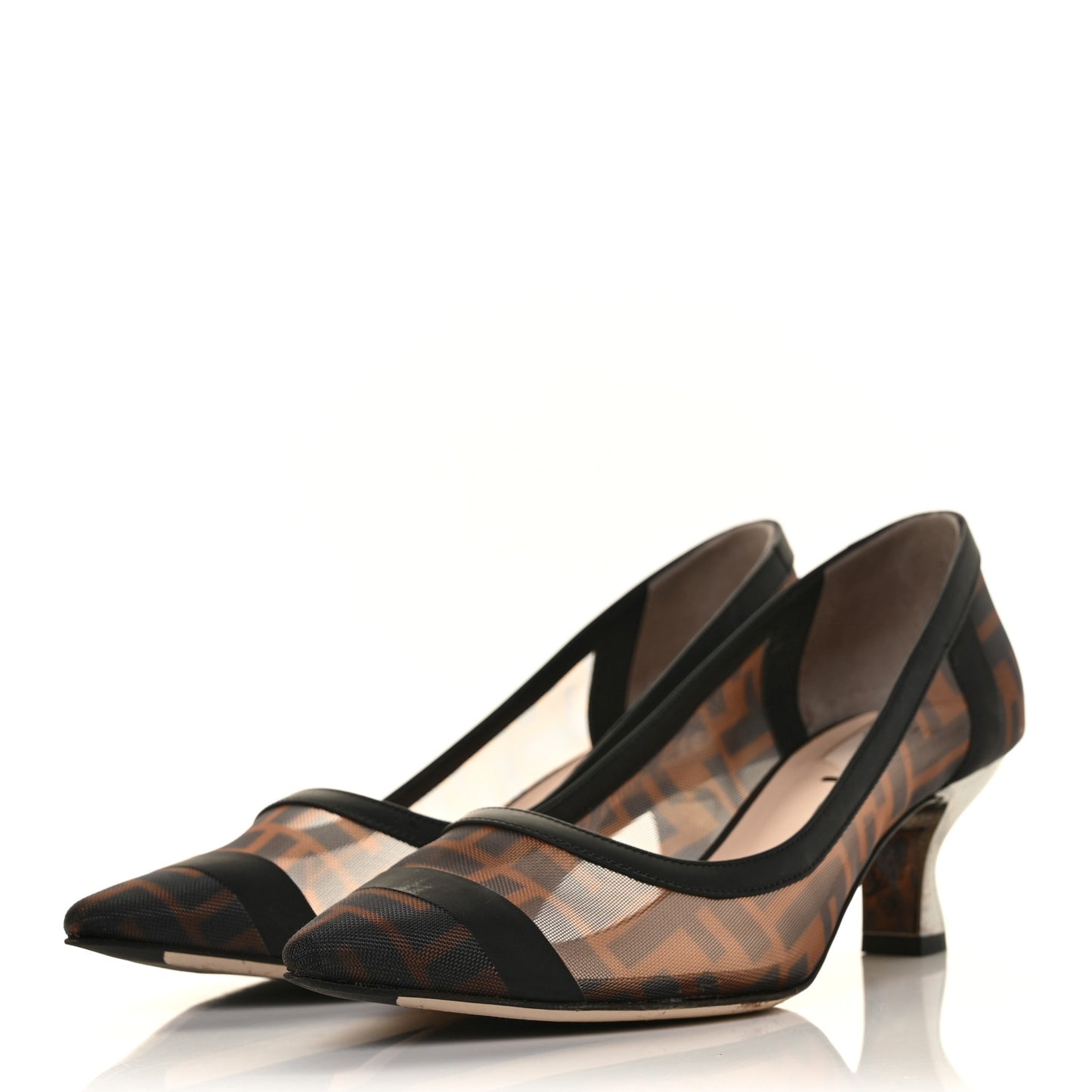 Technical Mesh Vitello Gommato FF Colibri 55mm Pumps 38.5 Tobacco Moro Black