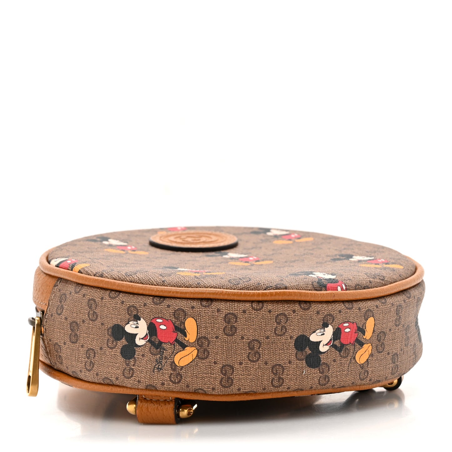 X DISNEY Mini Vintage GG Supreme Monogram Mickey Mouse Round Backpack Beige Vintage Sun Oil