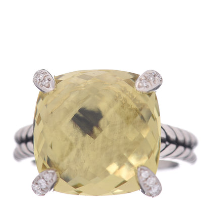 David Yurman Sterling Silver Diamond Lemon Citrine 14mm Chatelaine Ring 52 6 1 of 5