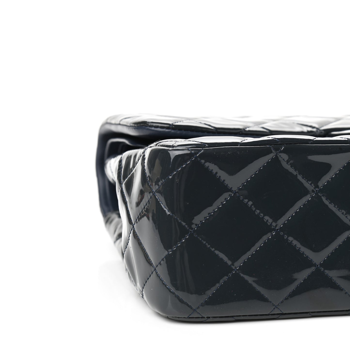 Patent Quilted Jumbo Double Flap Blue