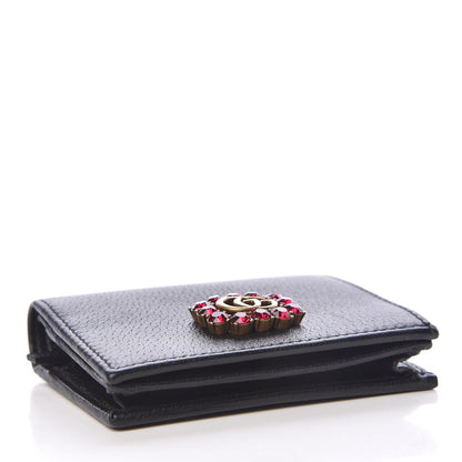 Gucci Calfskin Crystal Double G Card Case Black 4 of 7