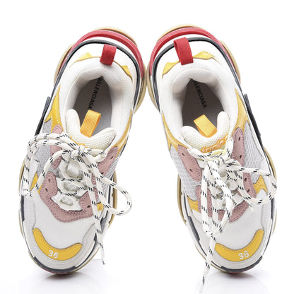 Balenciaga Mesh Nubuck Womens Triple S Sneakers 36 White Gris Jaune Rose 5 of 9