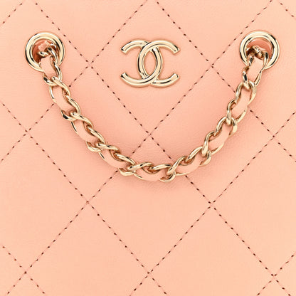 Chanel Lambskin Quilted Tiny Shopping Clutch With Chain Light Beige 8 of 8