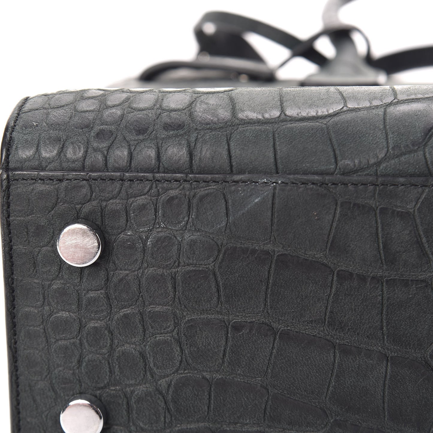 Calfskin Crocodile Embossed Baby Sac De Jour Dusty Black
