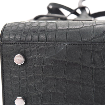 Saint Laurent Calfskin Crocodile Embossed Baby Sac De Jour Dusty Black 12 of 15