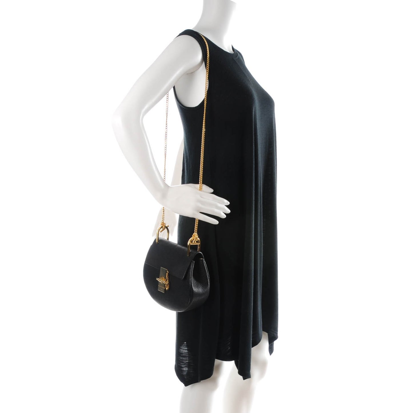 Grained Lambskin Mini Drew Shoulder Bag Black