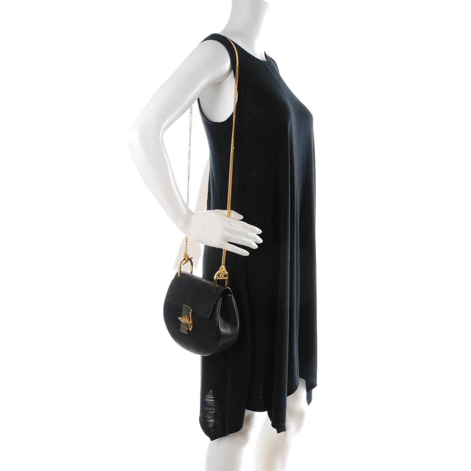 Chloe Grained Lambskin Mini Drew Shoulder Bag Black 2 of 7