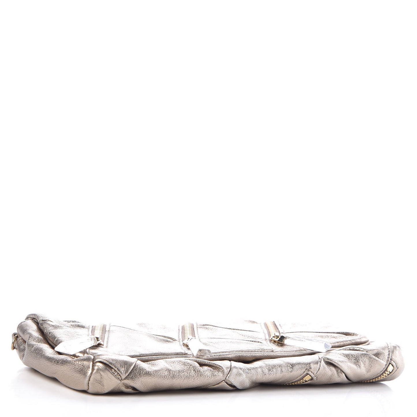 Metallic Calfskin Pillow Clutch Gold
