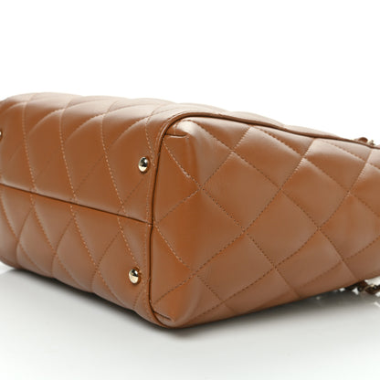 Chanel Calfskin Quilted Small Shopping Tote Camel 10 of 14