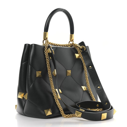 Valentino Garavani Nappa Roman Stud The Handle Bag Black 3 of 8