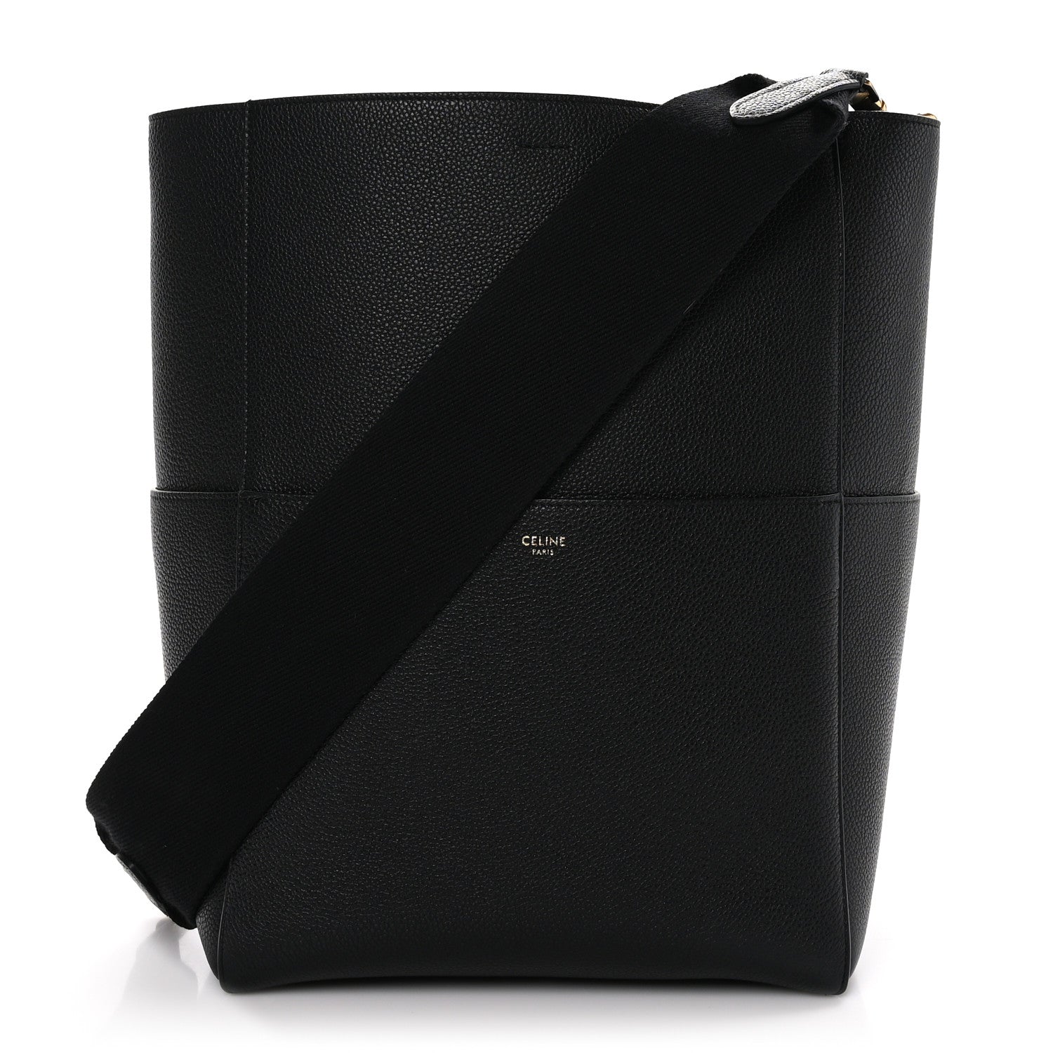 Celine Soft Grained Calfskin Sangle Bucket Bag Black 1 of 8