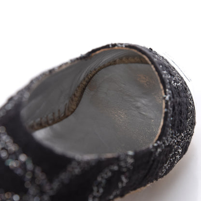 Chanel Tweed Lambskin CC Espadrilles 37 Black Silver 13 of 14