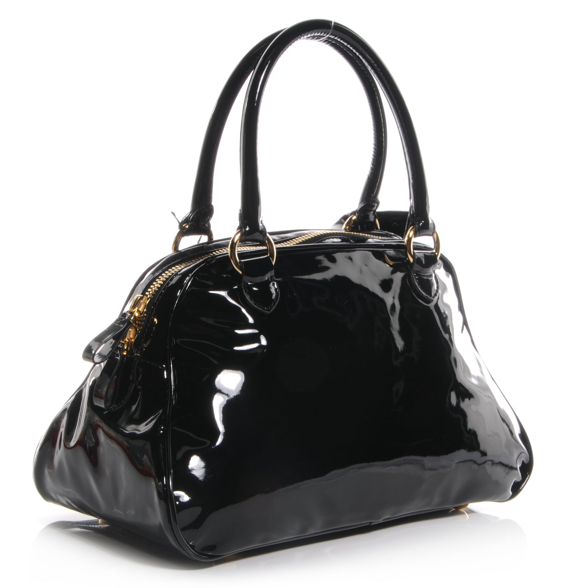 Valentino Garavani Patent Lacca Bow Bowler Tote Black 3 of 8