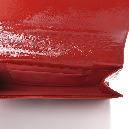 Saint Laurent Textured Patent Monogram Large Belle De Jour Clutch Red 5 of 9