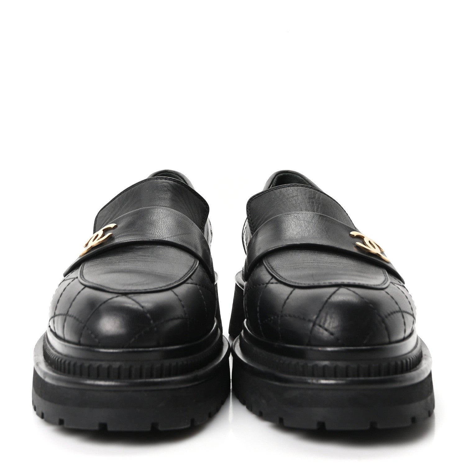 Chanel Calfskin Quilted CC Mocassin Loafers 38.5 Black 3 of 10
