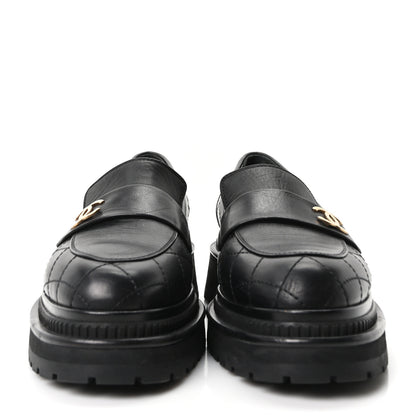 Chanel Calfskin Quilted CC Mocassin Loafers 38.5 Black 3 of 10