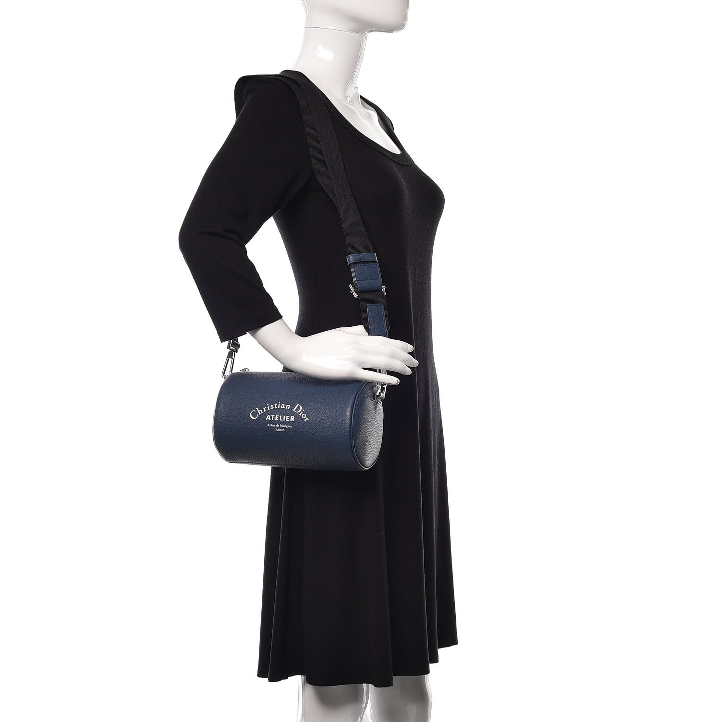 HOMME Grained Calfskin Mens Roller Pouch Navy Blue