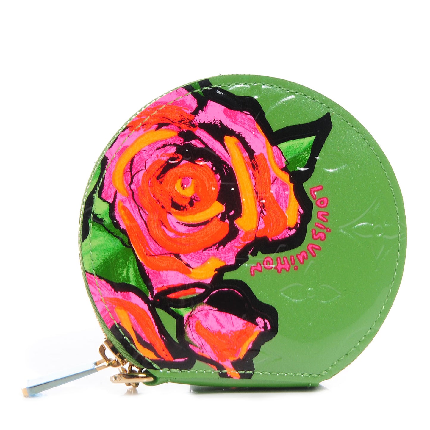 Vernis Roses Chapeau Coin Purse Vert Tonic