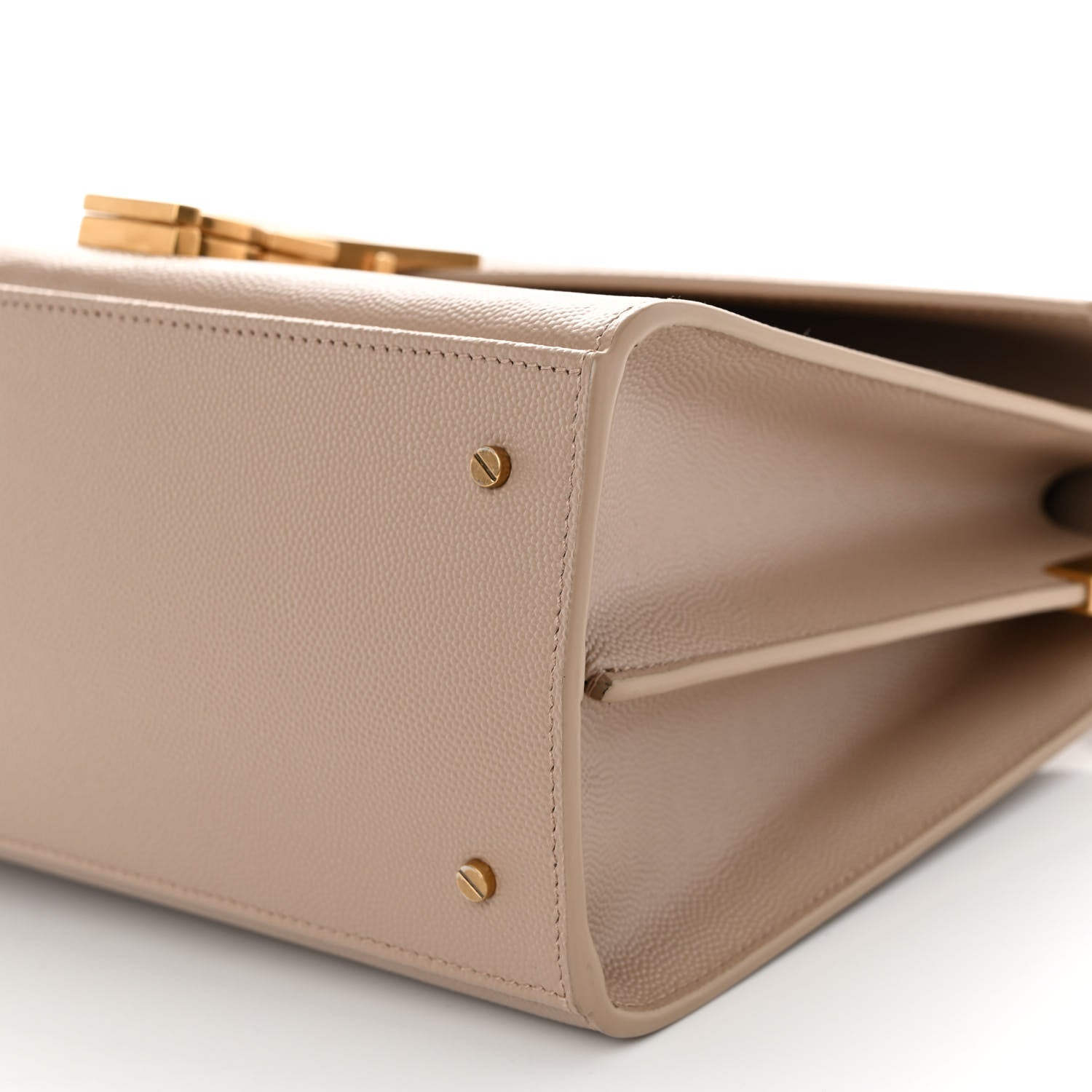 Saint Laurent Grain de Poudre Medium Classic Monogram Cassandra Top Handle Dark Beige 9 of 11