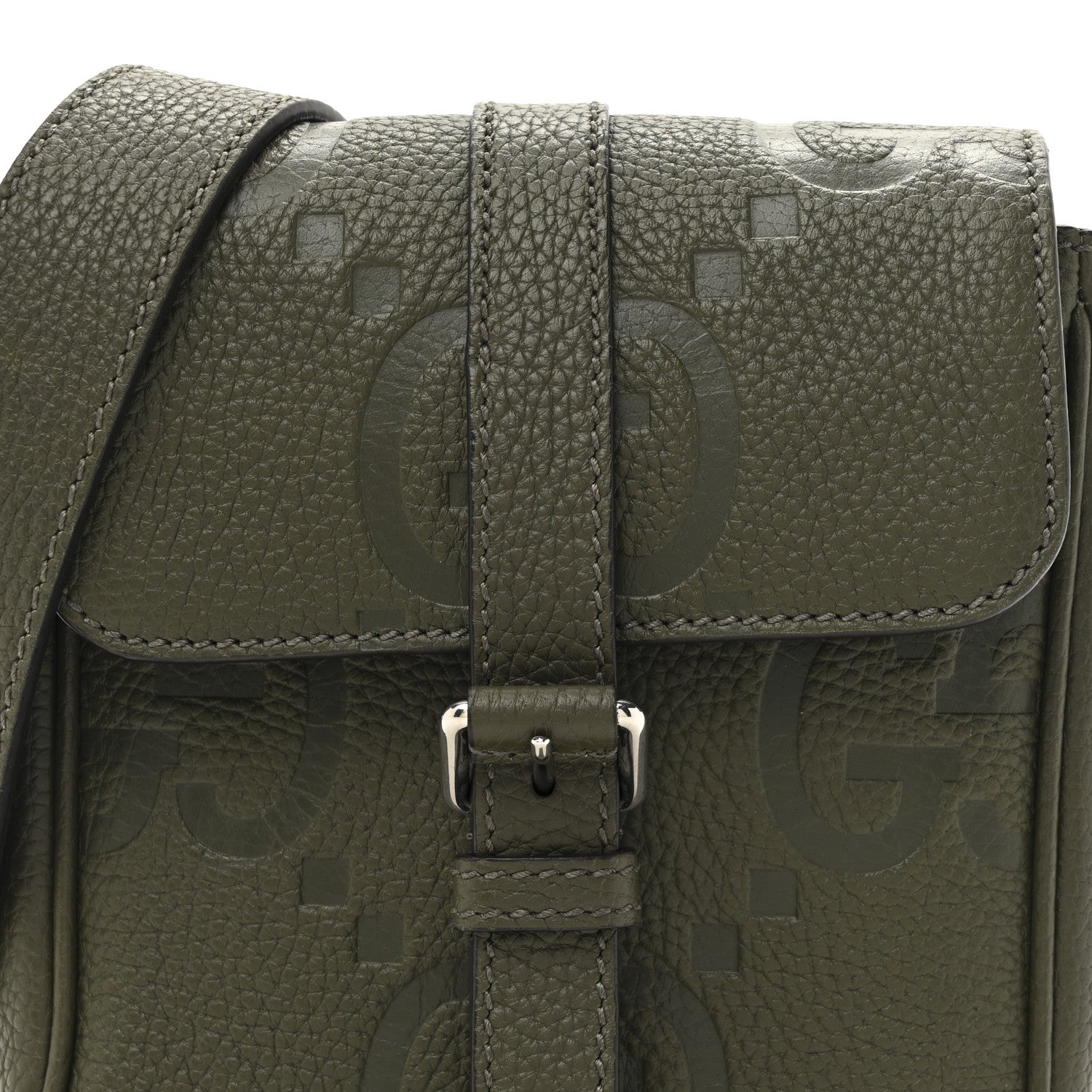 Gucci Piuma Calfskin Jumbo GG Embossed Small Messenger Bag Dark Vine Olive 8 of 10
