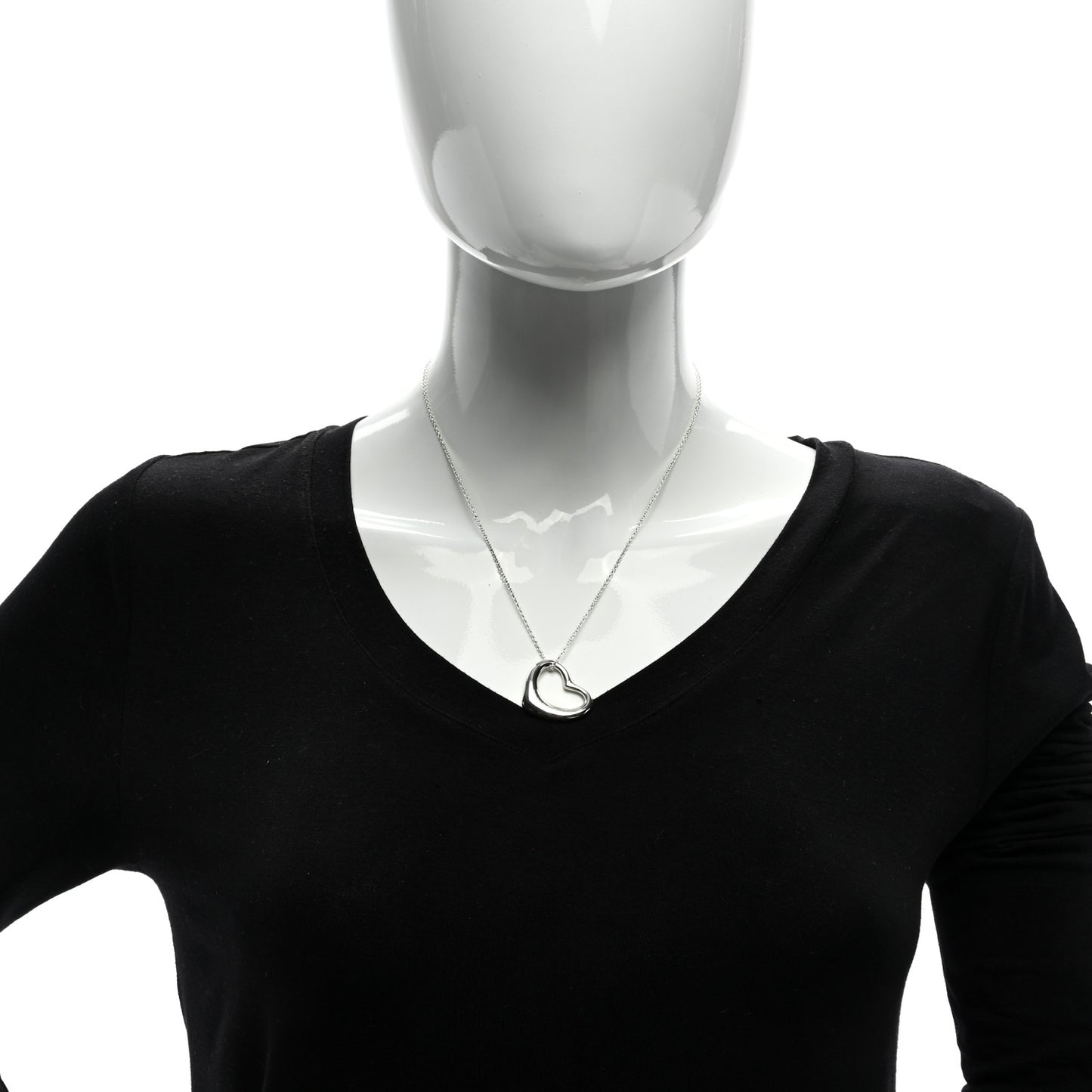 Sterling Silver 27mm Elsa Peretti Open Heart Pendant Necklace