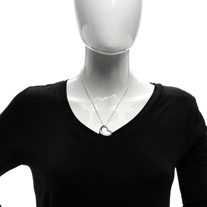 Tiffany Sterling Silver 27mm Elsa Peretti Open Heart Pendant Necklace 2 of 5