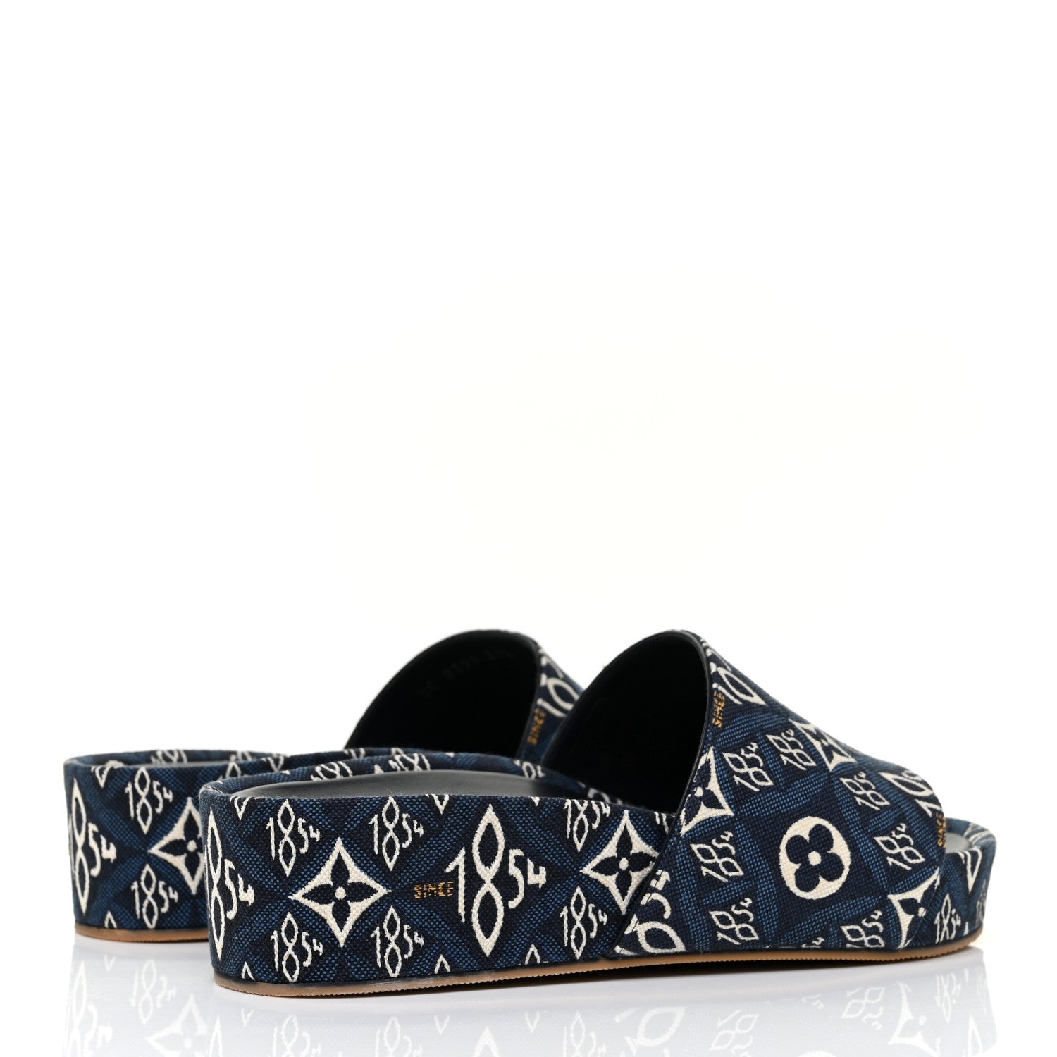 Louis Vuitton Canvas Since 1854 Jumbo Flatform Mule Sandals 37.5 Blue 4 of 8