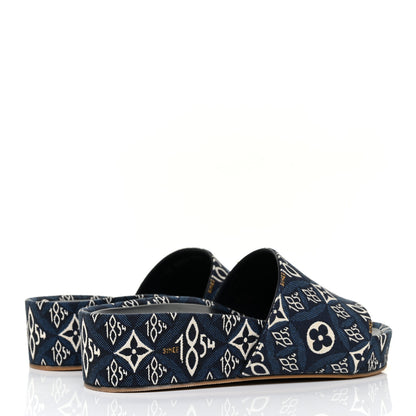 Louis Vuitton Canvas Since 1854 Jumbo Flatform Mule Sandals 37.5 Blue 4 of 8
