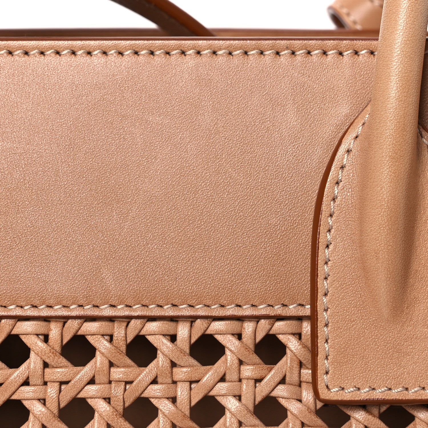 Saint Laurent Calfskin Woven Wood Baby Sac De Jour Vintage Brown 17 of 17
