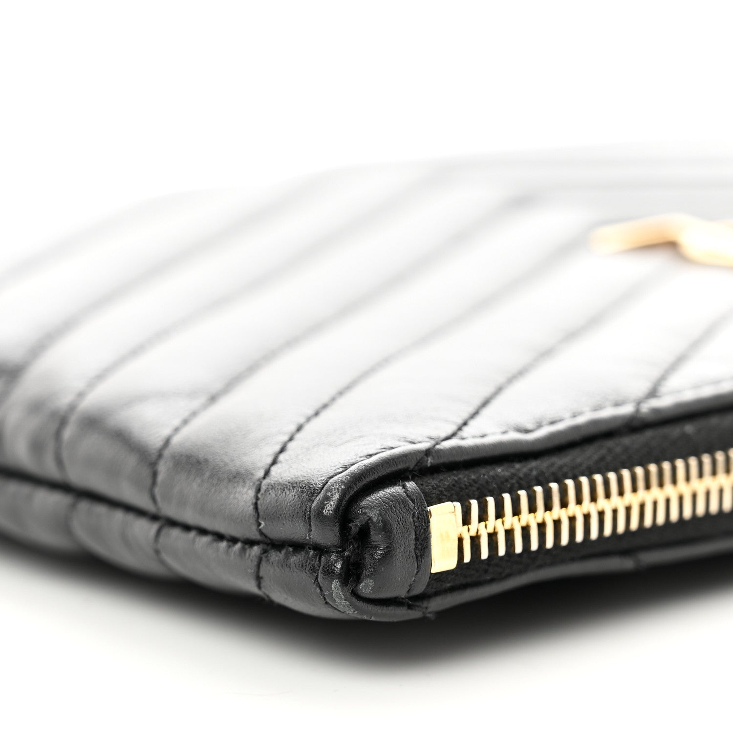 Saint Laurent Calfskin Matelasse Chevron Monogram A5 Wristlet Black 9 of 10