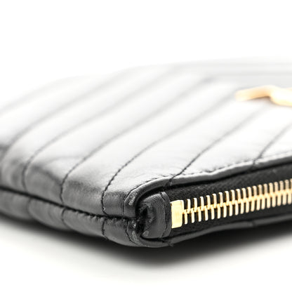 Saint Laurent Calfskin Matelasse Chevron Monogram A5 Wristlet Black 9 of 10