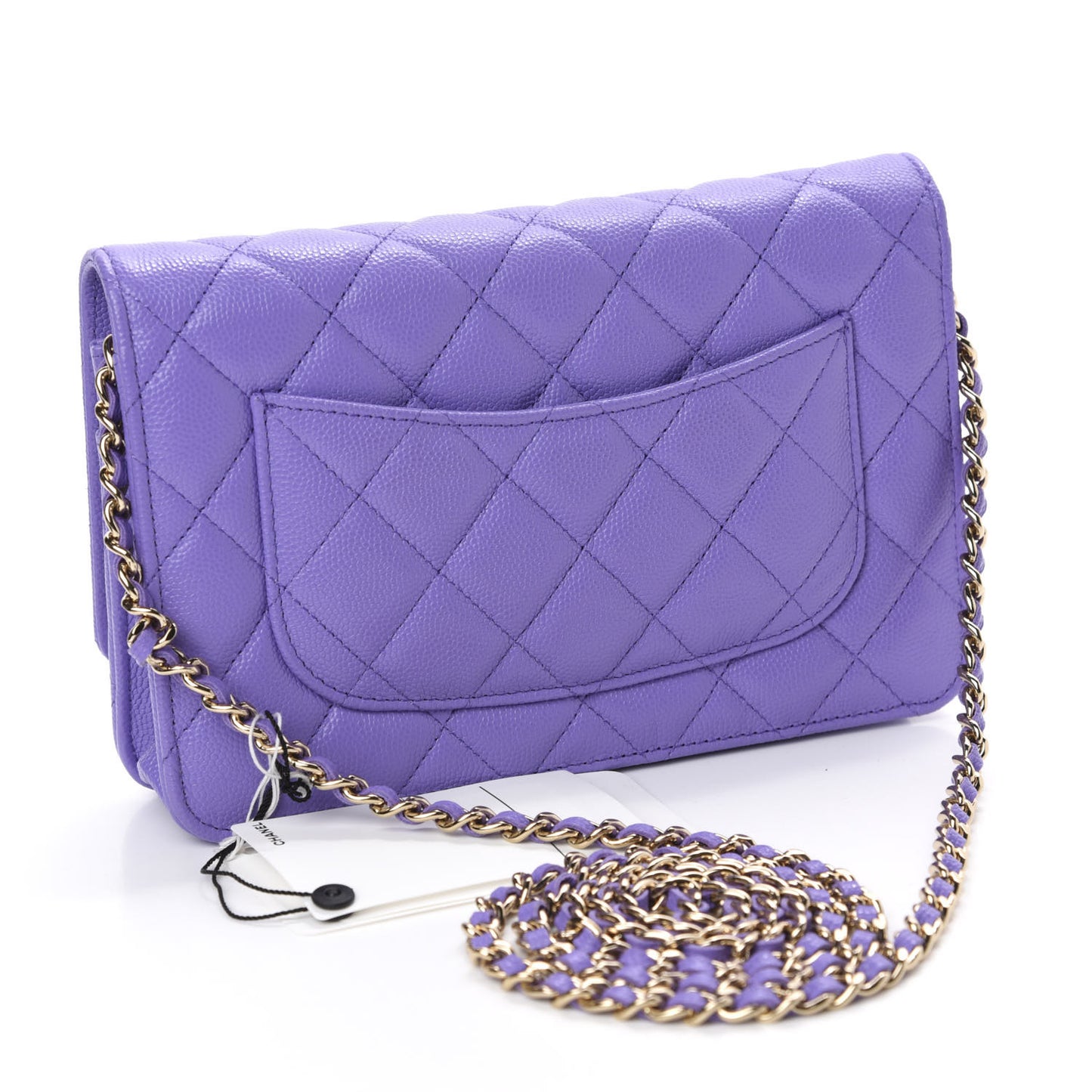 Caviar Quilted Wallet On Chain WOC Purple